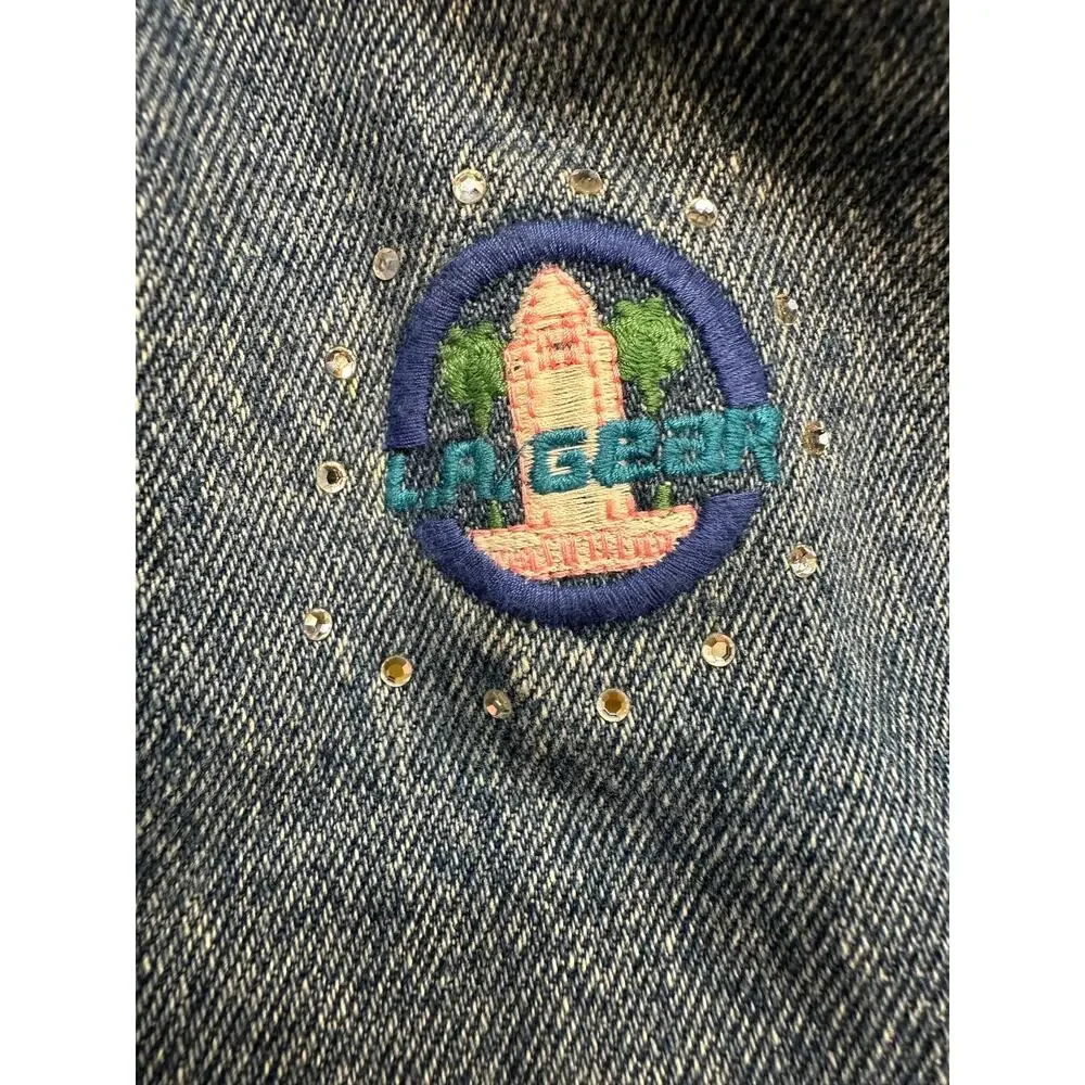 Vintage 1980’s LA Gear Denim and Rhinestone Jean Jacket Size Large